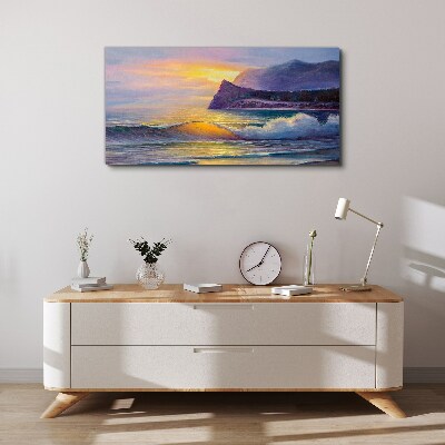 Schilderij op doek Zonsondergang boven de oceaan