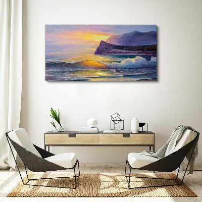 Schilderij op doek Zonsondergang boven de oceaan