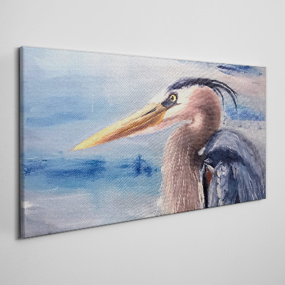 Canvas schilderij Portret van een reiger aan het water