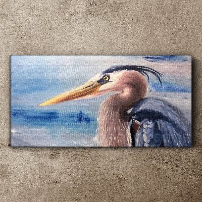 Canvas schilderij Portret van een reiger aan het water