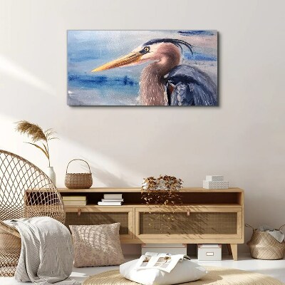 Canvas schilderij Portret van een reiger aan het water