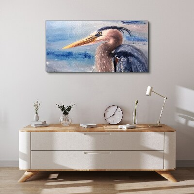 Canvas schilderij Portret van een reiger aan het water