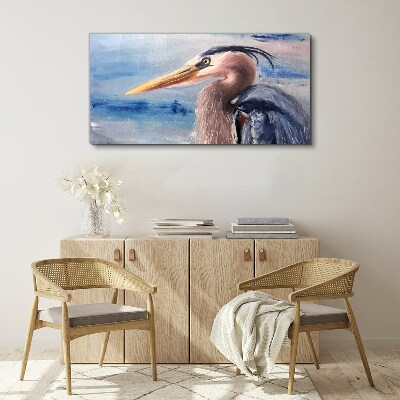 Canvas schilderij Portret van een reiger aan het water