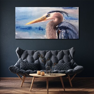 Canvas schilderij Portret van een reiger aan het water