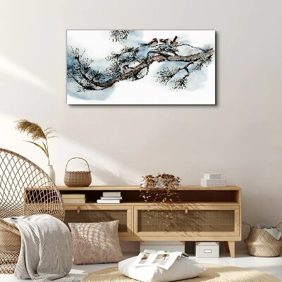 Schilderij op doek Een vredige tak met vogels