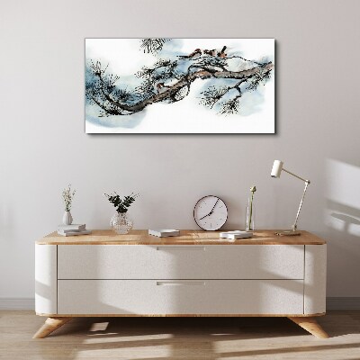 Schilderij op doek Een vredige tak met vogels