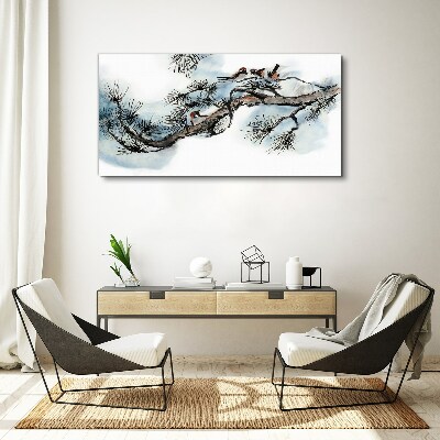 Schilderij op doek Een vredige tak met vogels