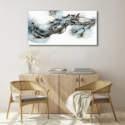 Schilderij op doek Een vredige tak met vogels