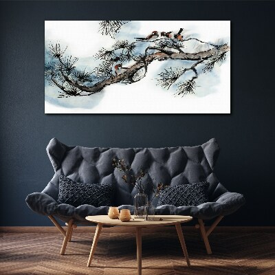 Schilderij op doek Een vredige tak met vogels