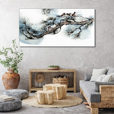 Schilderij op doek Een vredige tak met vogels