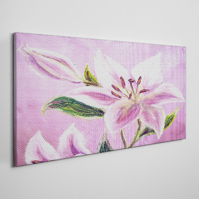 Foto op canvas Roze lelies op een pastelachtergrond