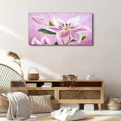 Foto op canvas Roze lelies op een pastelachtergrond