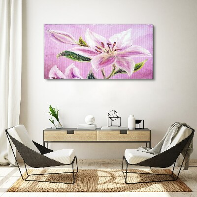 Foto op canvas Roze lelies op een pastelachtergrond