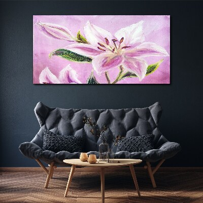 Foto op canvas Roze lelies op een pastelachtergrond