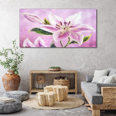 Foto op canvas Roze lelies op een pastelachtergrond
