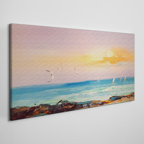 Schilderij op doek Een vredige zonsondergang boven de zee