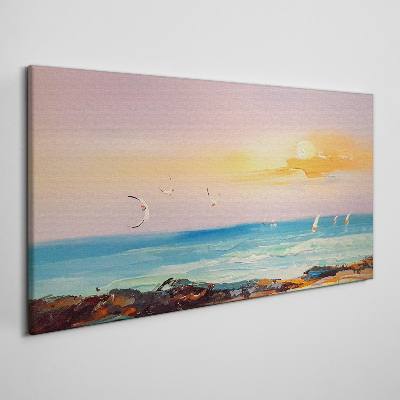 Schilderij op doek Een vredige zonsondergang boven de zee