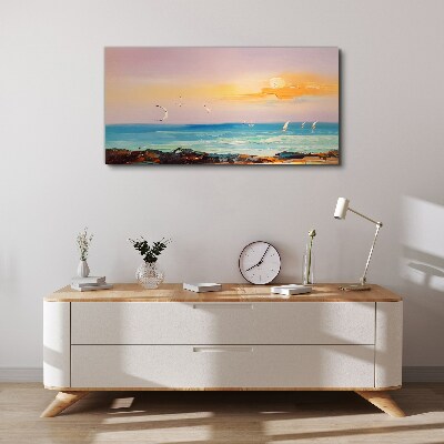 Schilderij op doek Een vredige zonsondergang boven de zee