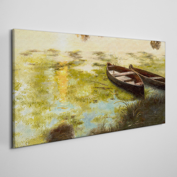 Canvas schilderij Een rustige ochtend aan het meer