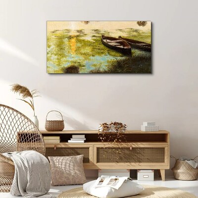 Canvas schilderij Een rustige ochtend aan het meer