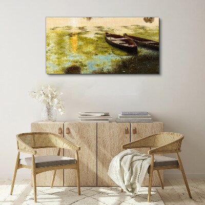 Canvas schilderij Een rustige ochtend aan het meer