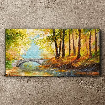 Foto op canvas Een brug in het herfstbos