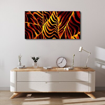 Canvas schilderij Gouden bladeren in brand