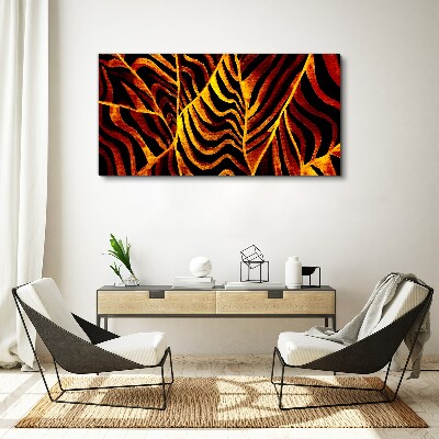 Canvas schilderij Gouden bladeren in brand