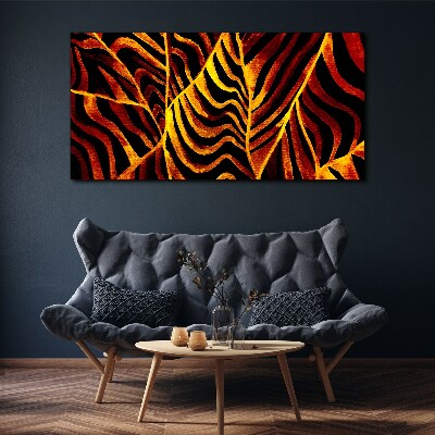 Canvas schilderij Gouden bladeren in brand