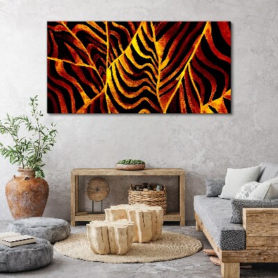 Canvas schilderij Gouden bladeren in brand