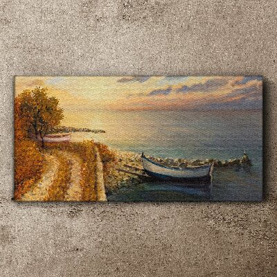 Schilderij op doek Een rustige haven in de ondergaande zon