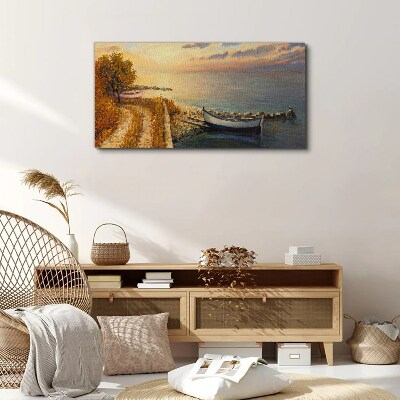 Schilderij op doek Een rustige haven in de ondergaande zon