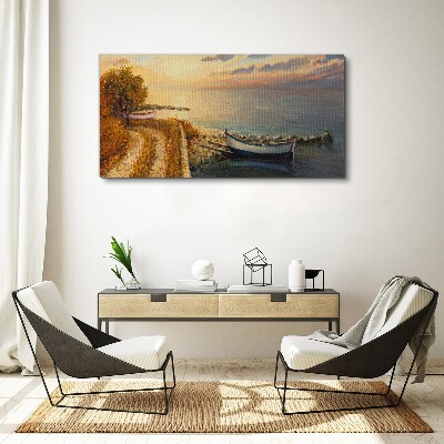 Schilderij op doek Een rustige haven in de ondergaande zon