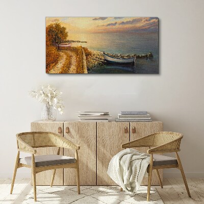 Schilderij op doek Een rustige haven in de ondergaande zon