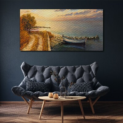 Schilderij op doek Een rustige haven in de ondergaande zon