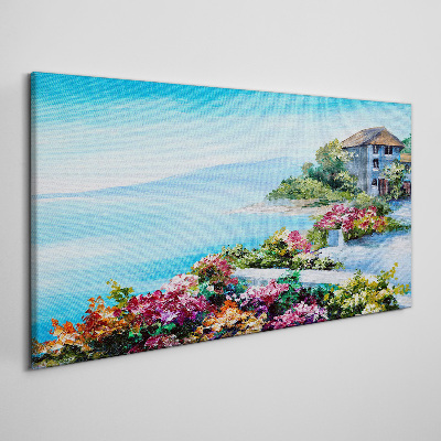 Foto op canvas Zeegezicht met bloemen
