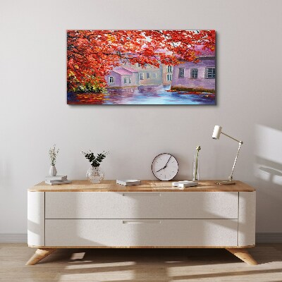 Canvas schilderij Herfstreflecties op het water