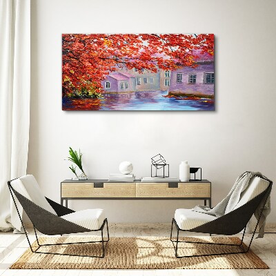 Canvas schilderij Herfstreflecties op het water