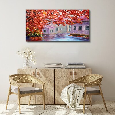 Canvas schilderij Herfstreflecties op het water