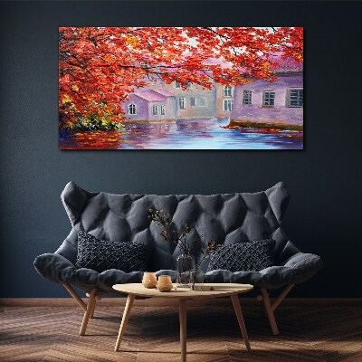 Canvas schilderij Herfstreflecties op het water