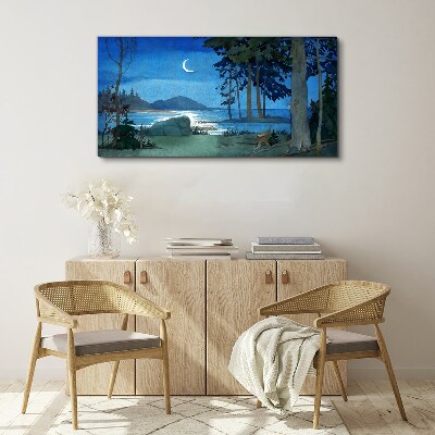 Schilderij op doek Nachtlandschap over het water