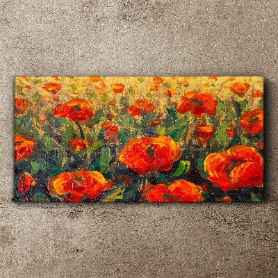 Schilderij op doek Een bloemenweide in tinten oranje