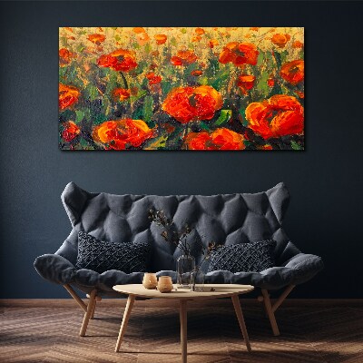 Schilderij op doek Een bloemenweide in tinten oranje