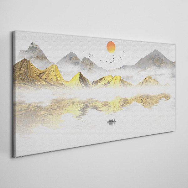 Schilderij op doek Gouden bergen in het ochtendlicht