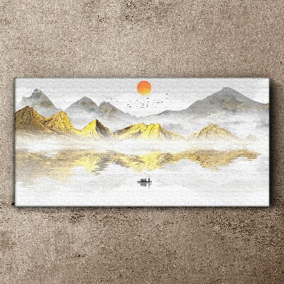 Schilderij op doek Gouden bergen in het ochtendlicht