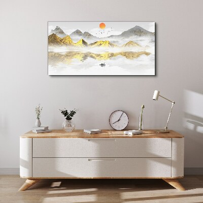 Schilderij op doek Gouden bergen in het ochtendlicht