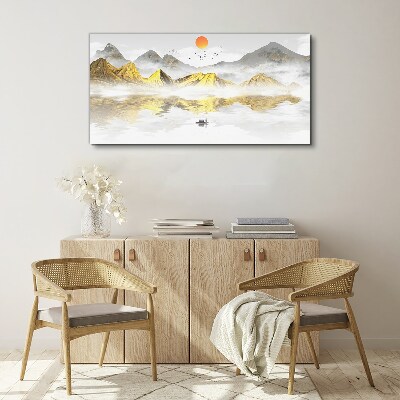 Schilderij op doek Gouden bergen in het ochtendlicht