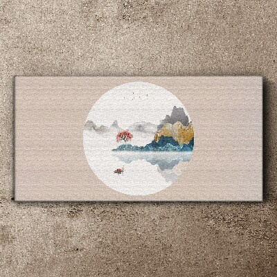 Schilderij op doek Een vredig landschap in een cirkel