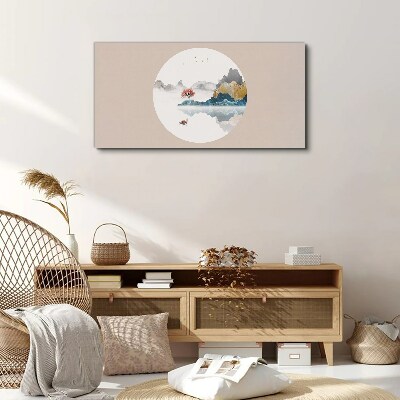 Schilderij op doek Een vredig landschap in een cirkel