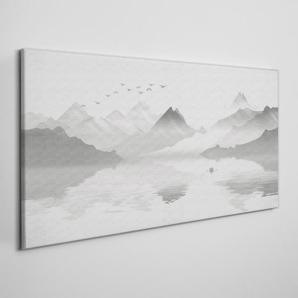 Schilderij op doek Een rustig berglandschap in monochroom